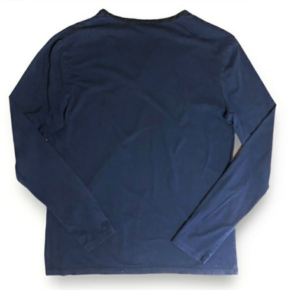 THE KOOPLES Navy Blue Leather Trim Two Button Henley EUC! - Picture 6 of 8